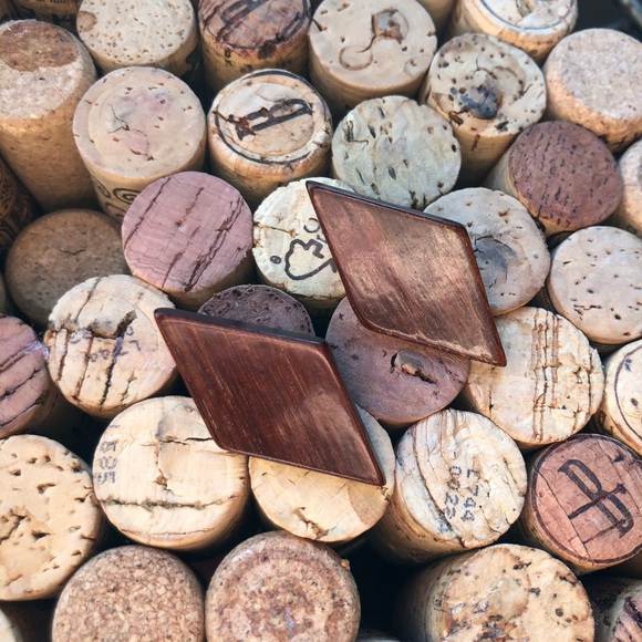 Jewelry - 🌼{ vintage }boho hippie geometric wooden earrings